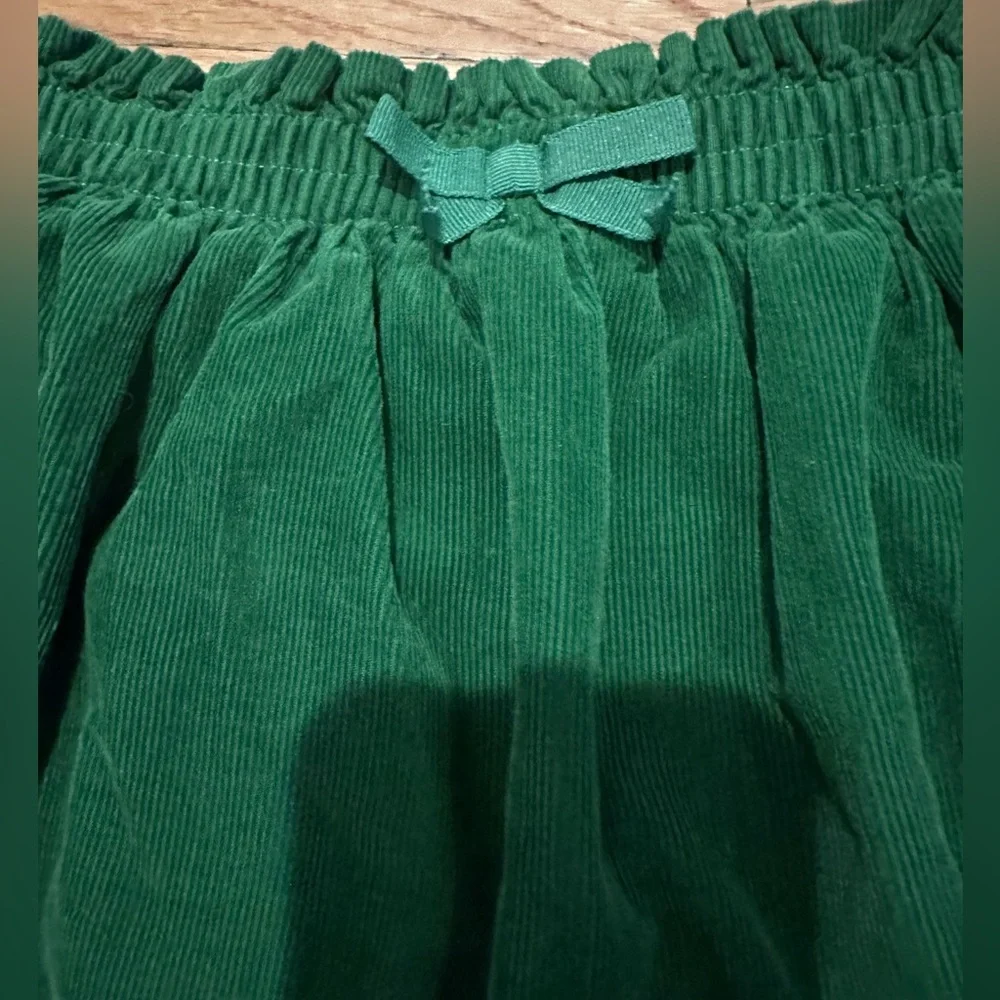 Gymboree Girls Green Corduroy Skirt‎ Shorts Under Embroidered Flowers Birds 5